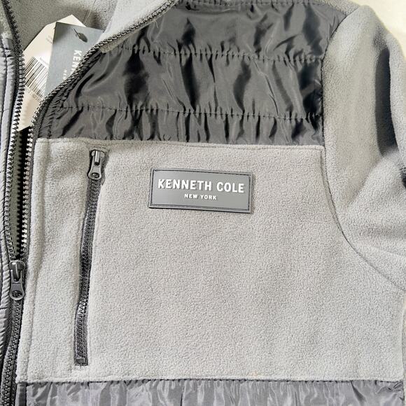 Kenneth Cole New York Fleece Full Zip Jacket Men's Large Black Contrast Puffer - Picture 5 of 14